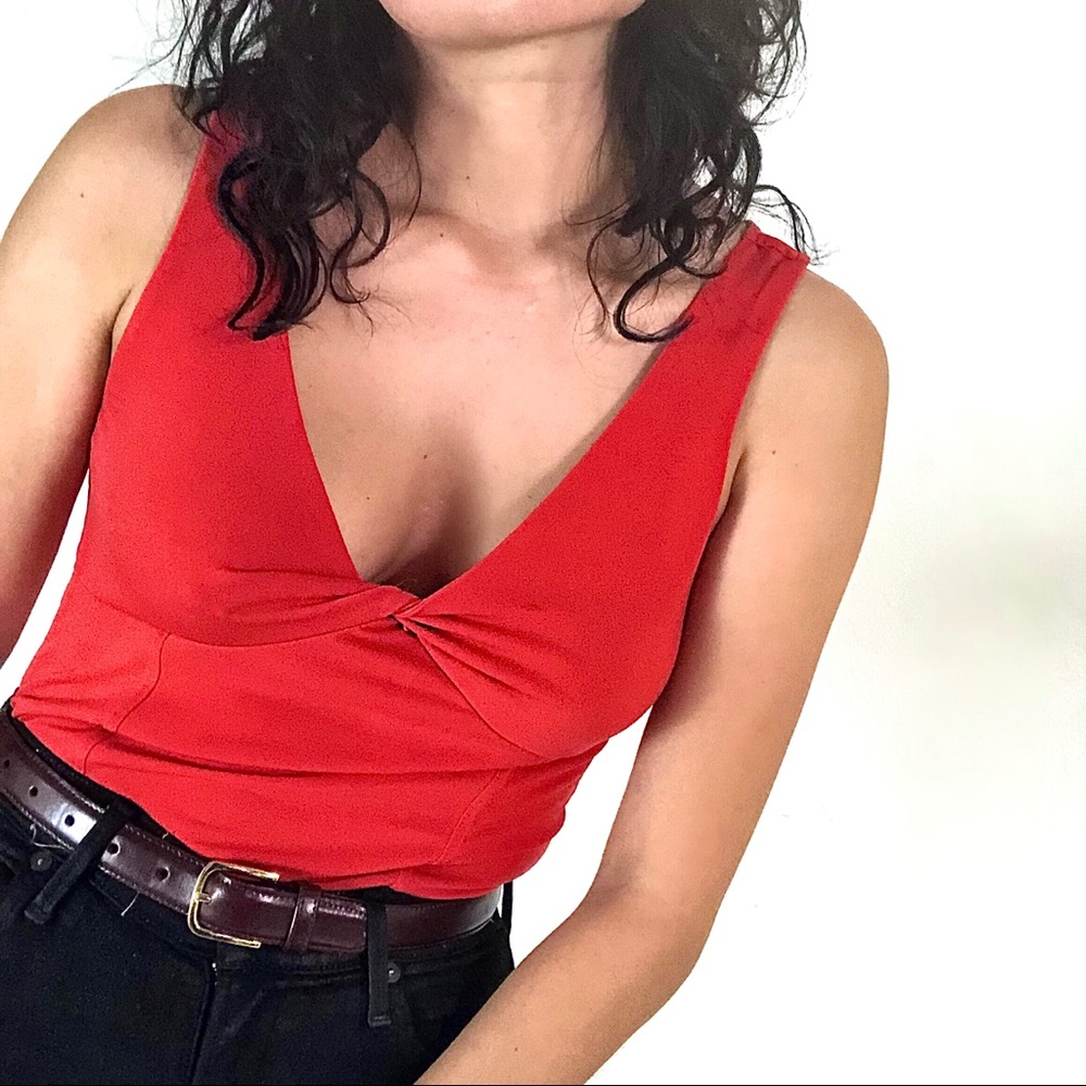 Vintage Express Red Sleeveless Blouse